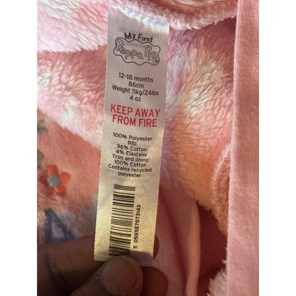 My First Peppa Pig‎ Fleece Sleeper Toddler 12-18M Floral Zip Pajamas